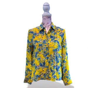 Club Monaco Printed Button Yellow Longsleeve